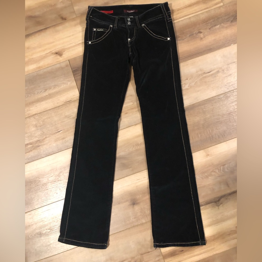 Guess Jeans   Black Velour ESCONDIDO Jeans Stretch 5 Pocket Size 24